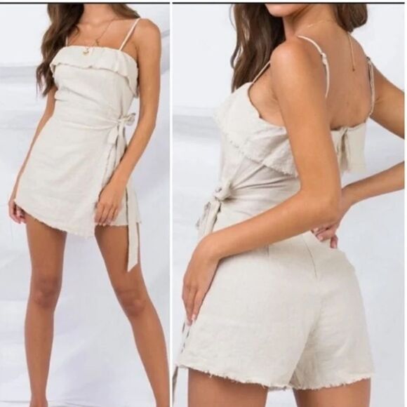 Princess Polly Pants - NWT Princess Polly Rally Playsuit in Beige